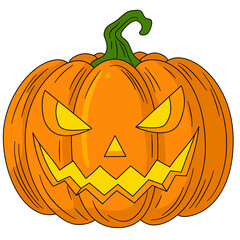 Jack O' Lanterns icon. Colorfull Pumpkin sketch. Vector illustration of orange vegetable outline. Simple image. Hand drawn vector illustration