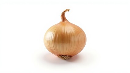 Single yellow onion on a white background.