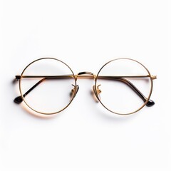 Round gold-rimmed eyeglasses