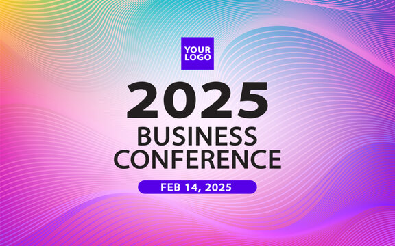 Elegant business event template with a soft pastel gradient and flowing linear wave pattern. Perfect for wellness summits or corporate presentations.