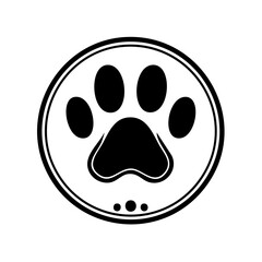 Fototapeta premium Paw print symbol inside a circle. Graphic design element.