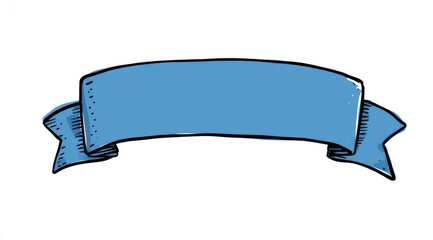 A simple, stylized ribbon banner in a muted blue hue.  Hand-drawn, vintage-inspired design