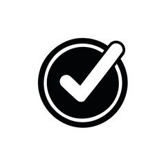 Check Mark Icon in Circle Designating Success Completion and Positive Validation