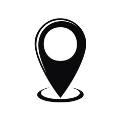 Black GPS Location Pointer Icon on White Background for Mapping or Navigation