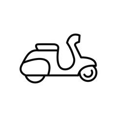 Black scooter icon in outline style, perfect for delivery, transport, or urban mobility themes.