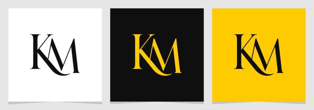KM Initial Logo Abstract Vector Illustration , Letter Logo Element for Brand Company or Identity , Initial Letter Graphic Designs