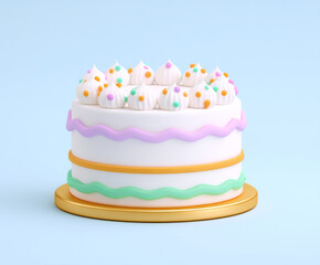 Pink cake on yellow tray