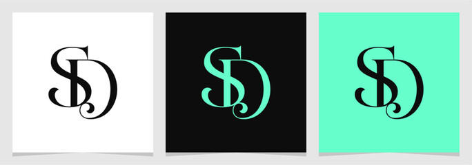 SD Initial Logo Minimalist Vector Illustration , Letter Logo Element for Brand Company or Identity , Initial Letter Graphic Designs Vector EPS