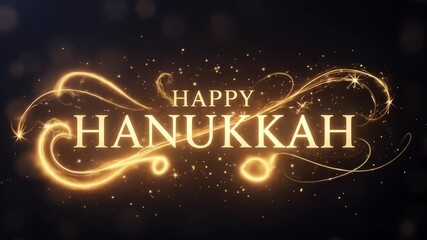 Happy Hanukkah greeting sparkles for holiday celebration use in festive backgrounds event invitation, animated greeting religious themed - Powered by Adobe