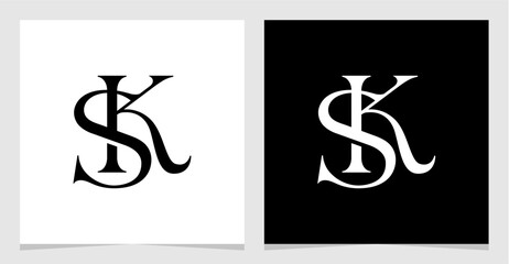 SK Initial Logo Monogram Vector Illustration , Letter Logo Element for Brand Company or Identity , Initial Letter Graphic Designs Vector EPS