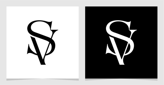 SV Initial Logo Monogram Vector Illustration , Letter Logo Element for Brand Company or Identity , Initial Letter Graphic Designs Vector EPS