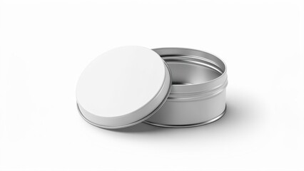 Opened metal tin canister