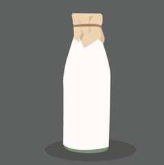 Traditional glass bottle with milk 