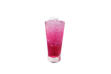 Refreshing Pink Iced Beverage Served in a Clear Glass on Transparent Background