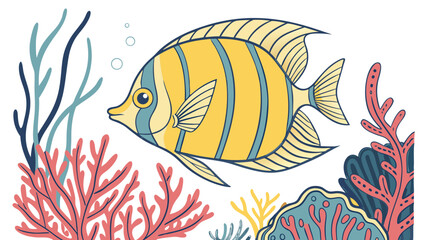 Naklejka premium Tropical Fish Marine Life Vector Illustration