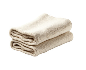 Two folded, off-white knitted blankets