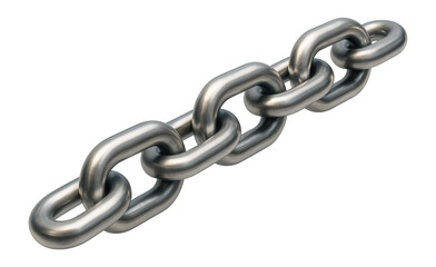 Obraz premium Close-up of a metallic steel chain with interlocking links on transparent background.
