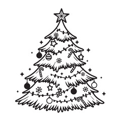 Decorated Christmas Tree with Ornaments and Lights