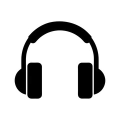 Minimalist headphones icon in clean silhouette style for tech or audio brand visuals