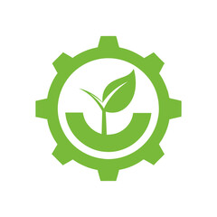 Modern leaf shaped circle with renewable power symbol for sustainable energy logos