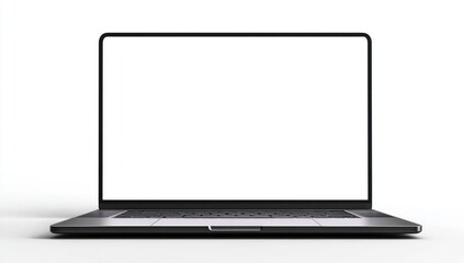 Front view of a modern laptop with blank screen (1)