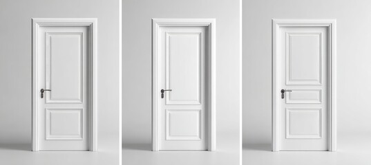 Three classic white interior doors against a plain background