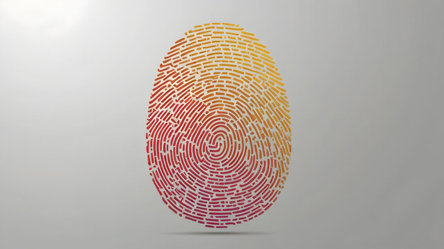 Unique digital identity represented by a mosaic thumbprint in the shape of an egg. Biometric security and data protection concept. - Powered by Adobe