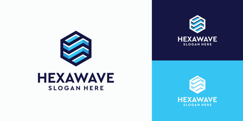 Pointed hexagon wave logo design