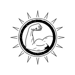 un cono de un brazo musculoso flexionado ubicado vector art