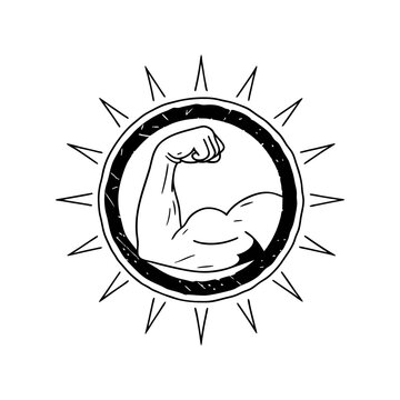 un cono de un brazo musculoso flexionado ubicado vector art