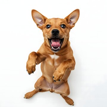 Small Puppy Being Silly on White Background