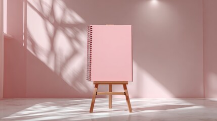 Minimalist Pink Desk Calendar Mockup Set Against a Stylish Textured Wall for Elegant Home Office Decor