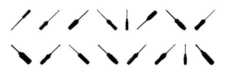 Obraz premium Screwdriver silhouettes work metal tool