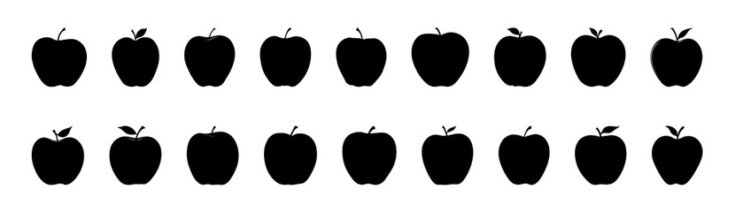 Row of apple silhouette  fresh fruit 