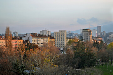 Obraz premium Balcony view of Buildings in the center of Sofia, Bulgaria.
