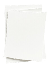 Fototapeta premium Two sheets of white torn paper stacked with rough edges, providing a textured appearance on transparent background.