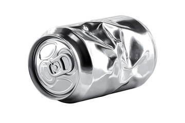 A crumpled aluminum can, symbolizing recycling and environmental impact. Perfect for discussions on waste management or sustainability.