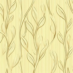 Elegant Beige and Gold Leaf Pattern on Textured Background