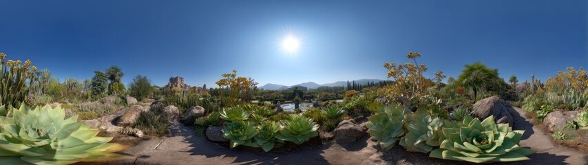 Hdr panorama of vibrant desert garden