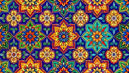 Vibrant Floral Pattern Tiles Mexican pattern