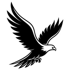 Fototapeta premium A majestic flying bald eagle, a powerful bird of prey vector illustration.