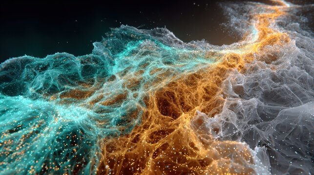 Dynamic neural highway with AI algorithms visualized as flowing streams
