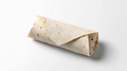 Rolled tortilla wrap on white background