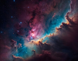 Fototapeta premium Glowing neon gradient background with dynamic abstract shapes.