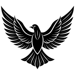 Fototapeta premium Elegant Black Bird Vector Graphic, a Symbolic Dove with Open Wings