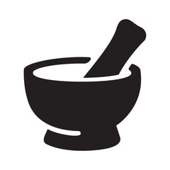Mortar and pestle icon for traditional grinding and cooking tools 