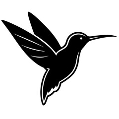 Fototapeta premium Graceful flying hummingbird silhouette, an elegant bird vector illustration for a modern logo