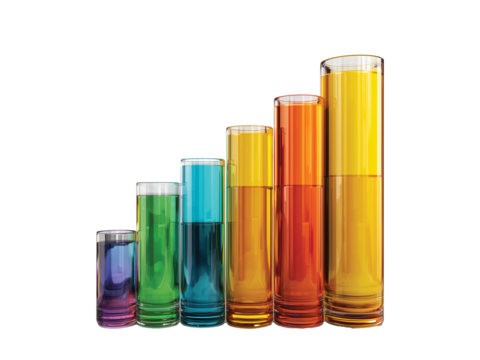 Colorful test tubes glass isolated on transparent background png - Powered by Adobe