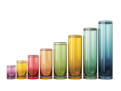 Colorful test tubes glass isolated on transparent background png