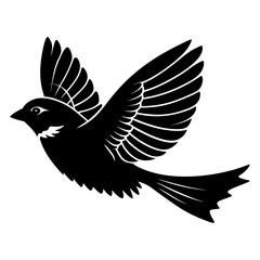 Obraz premium A stylized black silhouette of a flying bird, an elegant vector graphic illustration